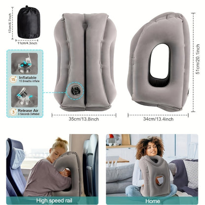 Inflatable Travel Neck Pillow Portable Air Cushion Microfiber Cover Neck Support for Airplane for Entryways, Bedrooms and Living Spaces