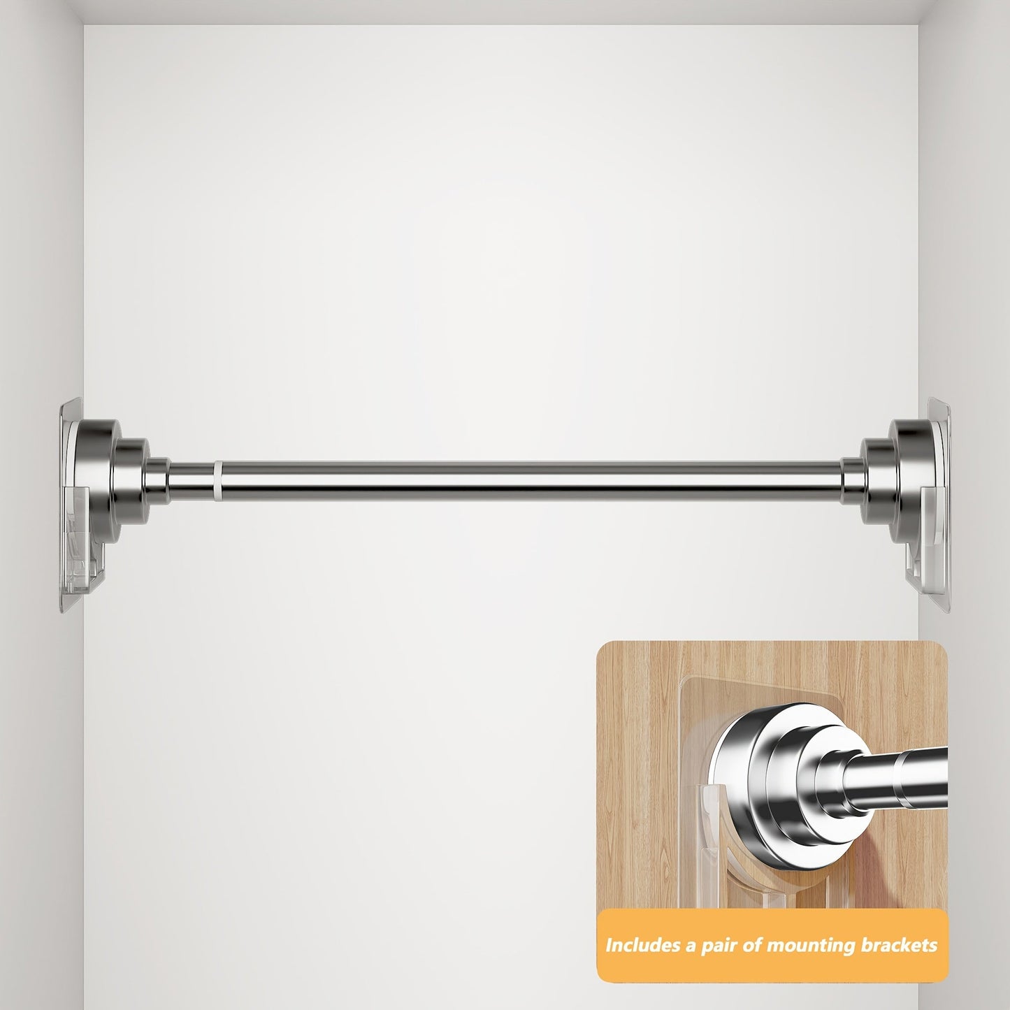 Tension Rod Stainless Steel No Drill – Adjustable Curtain Rod for Wardrobe Bathroom Bedroom, Clothes Drying Rod, Multiple Sizes & Colors