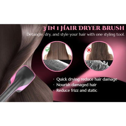 3-in-1 Hot Air Brush Hair Dryer Straightener Comb, Ionic Blow Dryer Brush with Negative Ion Frizz Control