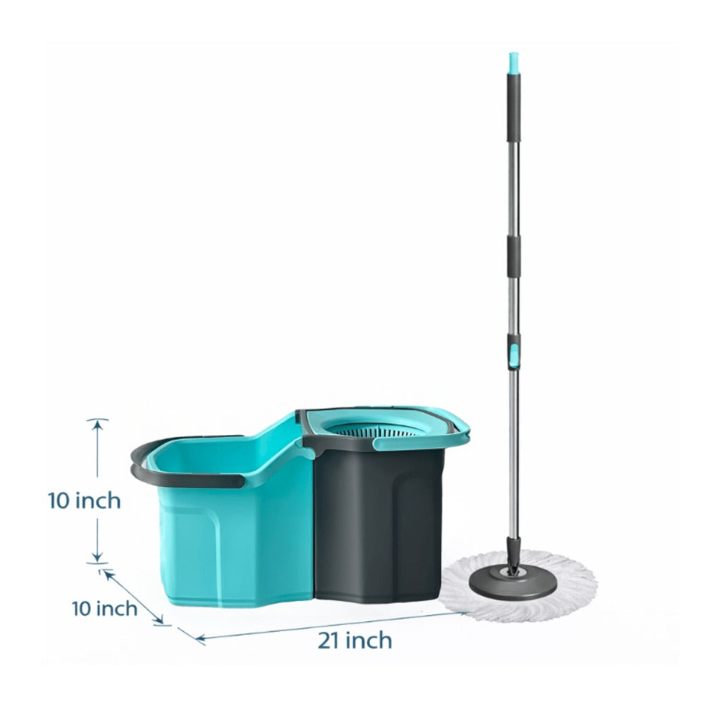 360 Spin Mop and Bucket Set with Wringer – Stainless Steel Extended Handle Spinning Mop Bucket System with Microfiber Mop Refills