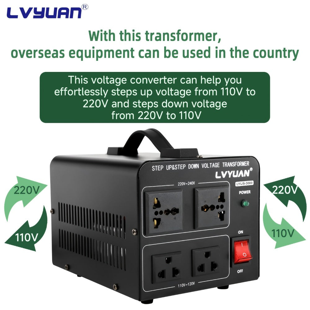 Voltage Converter Transformer 1500W Step Up Step Down - Converts 110V-120V to 220V-240V & Vice Versa