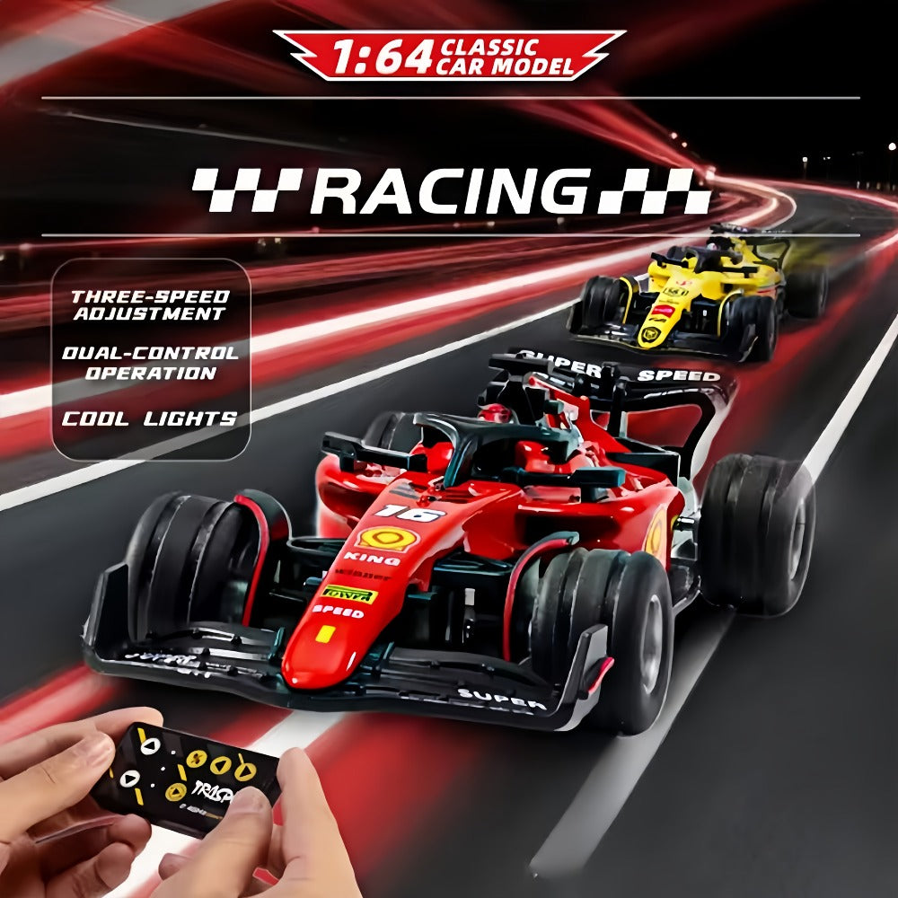 Mini RC Racing Car 1:64 Scale 2.4G Alloy Die-Cast 4WD Drift Toy Car with Lights & Adjustable Speed