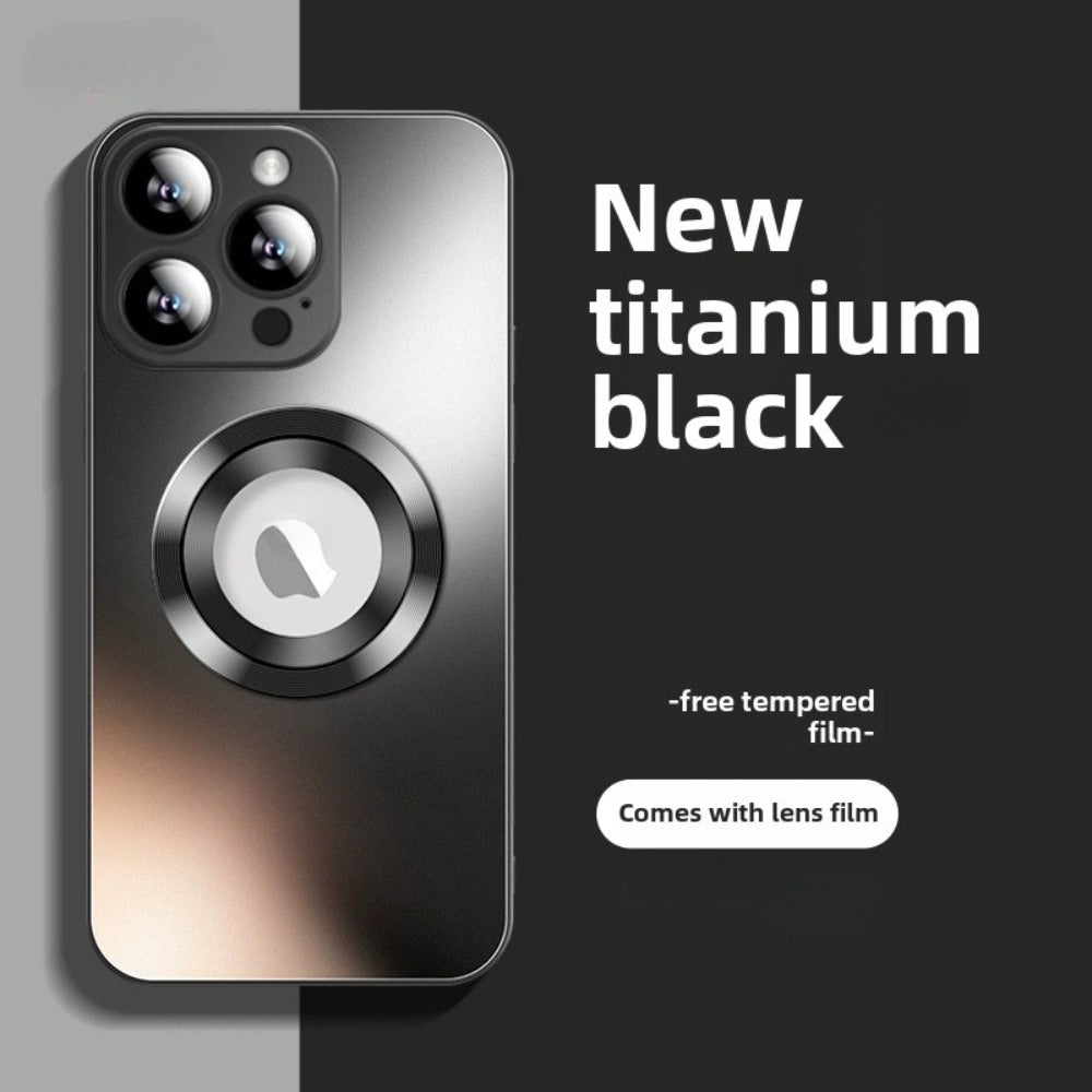 Phone Case Frosted Tempered Glass and TPU Cover with Integrated Lens Film for Select iPhones