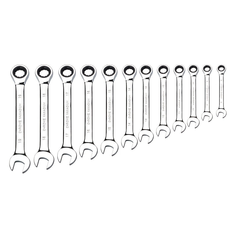 Combination Ratcheting Wrench Set 22pcs SAE & Metric, 1/4"-3/4" & 6-18mm Chrome Vanadium Steel, 72-Tooth Ratchet Wrenches with Oxford Bag