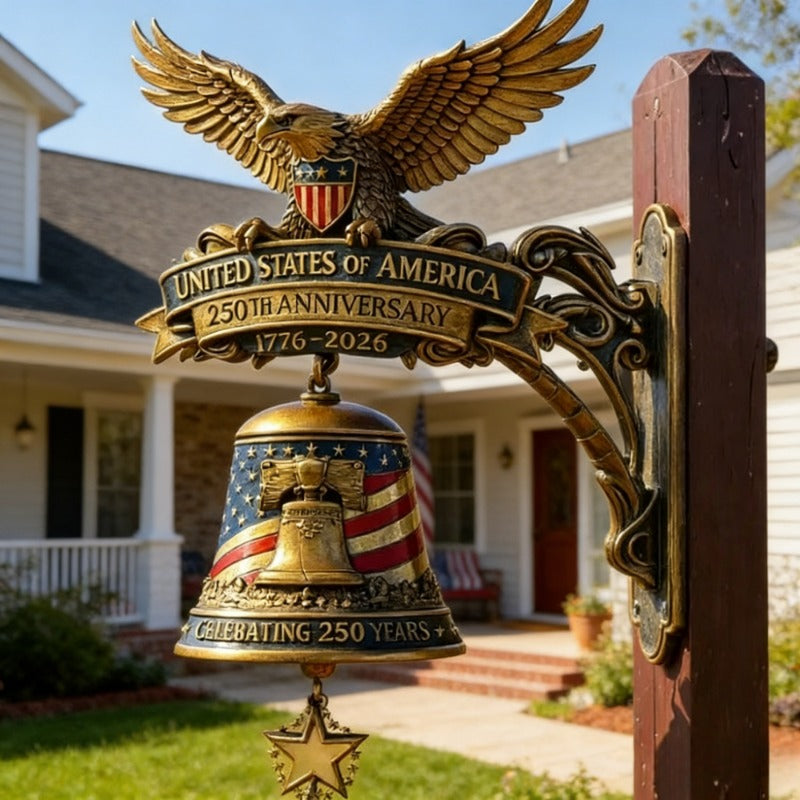 Patriotic Eagle Wind Chime – Vintage Metal Doorbell for Porch & Garden 250th Anniversary