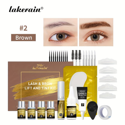 Lash Lift Kit & Brow Lamination Tint Set, 2-in-1 Eyelash Perm & Eyebrow Lamination with Black Brown Tint Dye