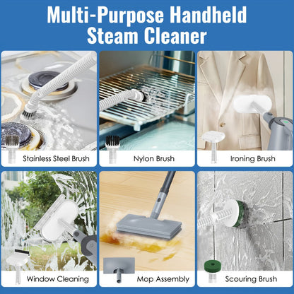 Steam Mop with Detachable Handheld Steam Cleaner 10-in-1 Multi-Purpose Attachments - 2 Pads, Carpet Cleaner for Home