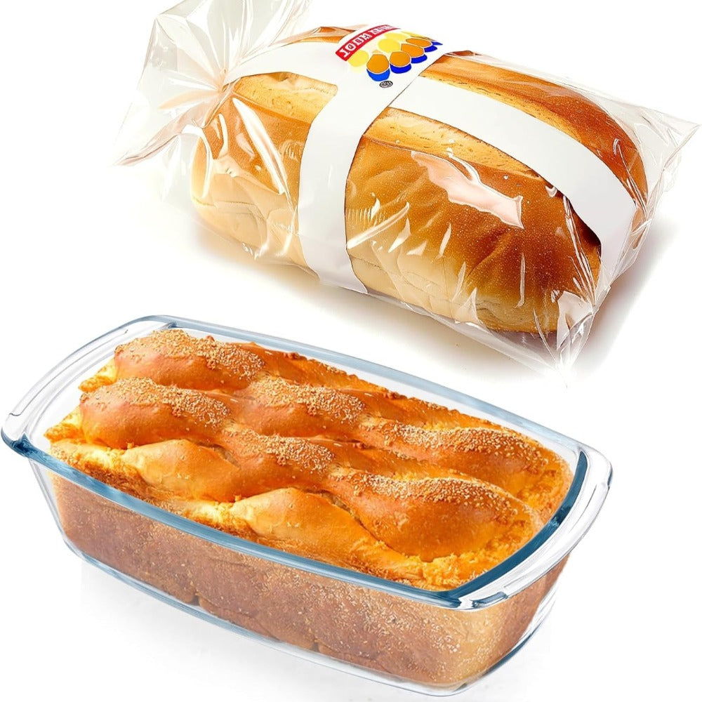 Glass Loaf Pan Set with Lids, 4pcs Stackable 1.9 QT Bread Baking Dish with Airtight Lid, Oven Microwave Dishwasher Safe Glass Food Storage
