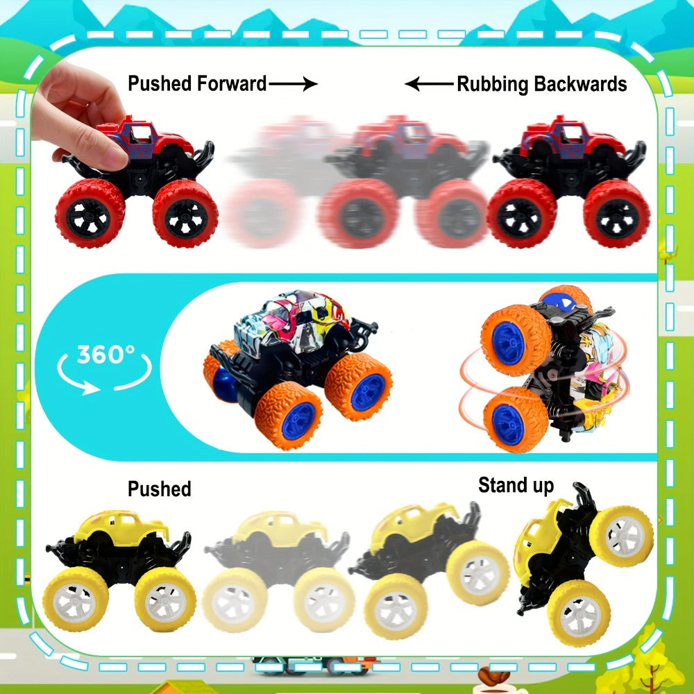 Mini Pull Back Truck Toys Bulk Pack 12pcs, Friction Powered Push & Go Stunt Car Trucks for Boys Girls Kids Teens