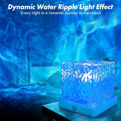 Compact Cube Projection Night Light with Textured Top, Touch Button, Remote and USB Charging