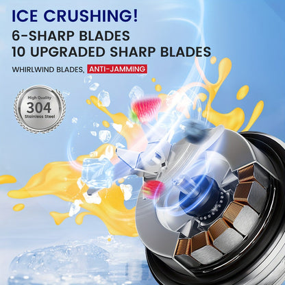 Portable Blender with Clear Cylindrical Cup, Digital Timer Display, Flip-Up Handle and Three Color Options