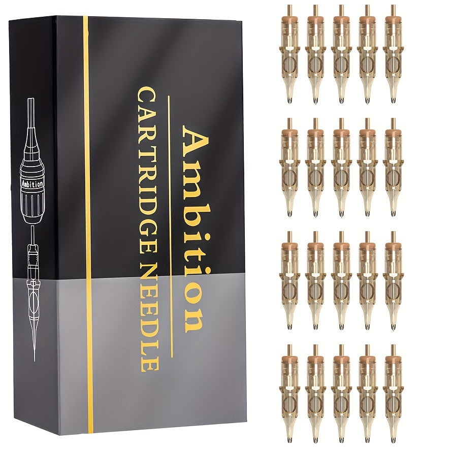 Ambition Tattoo Cartridge Needles 20pcs Professional RL RS RM Sizes with Safety Membrane for Temporary Body Art, Festivals and Costumes