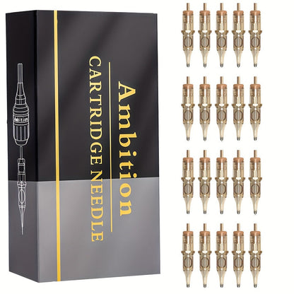 Ambition Tattoo Cartridge Needles 20pcs Professional RL RS RM Sizes with Safety Membrane for Temporary Body Art, Festivals and Costumes