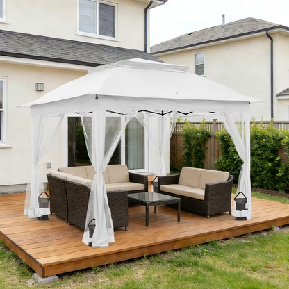 Instant Gazebo Tent 11x11 FT Mosquito Netting No Assembly Required for Garden, Yard and Pest Management