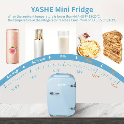 Mini Fridge 4 Liter 6 Cans - Thermoelectric Cooler and Warmer, 110V AC & 12V DC Portable Small Refrigerator for Bedroom