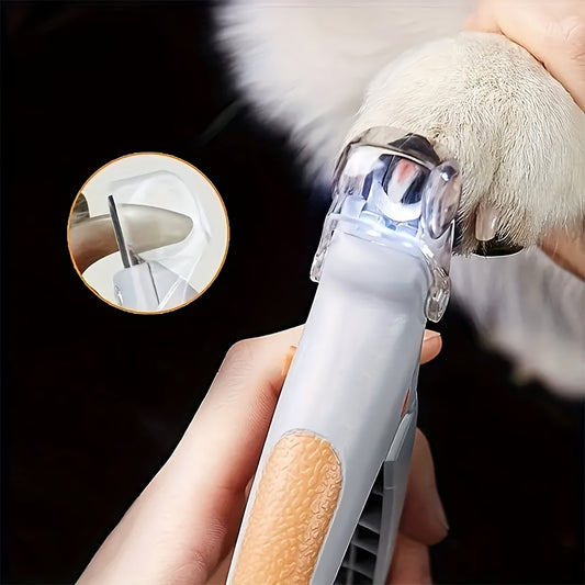 LED Pet Nail Clipper 2pcs with Light Ergonomic Non-Slip Handle Precise Cat Dog Nail Trimmer Safe Easy At-Home Grooming Tool Orange Gray