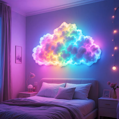 Cloud Night Light 3D RGB, DIY Thunder Cloud Lamp with Music Sync & Color Changing LED, USB Powered