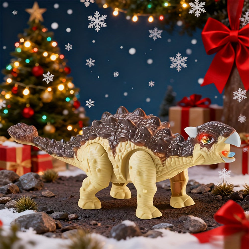 Battery-Powered Walking Ankylosaurus Dinosaur Toy with Roaring Sound and Random-Color Checkout
