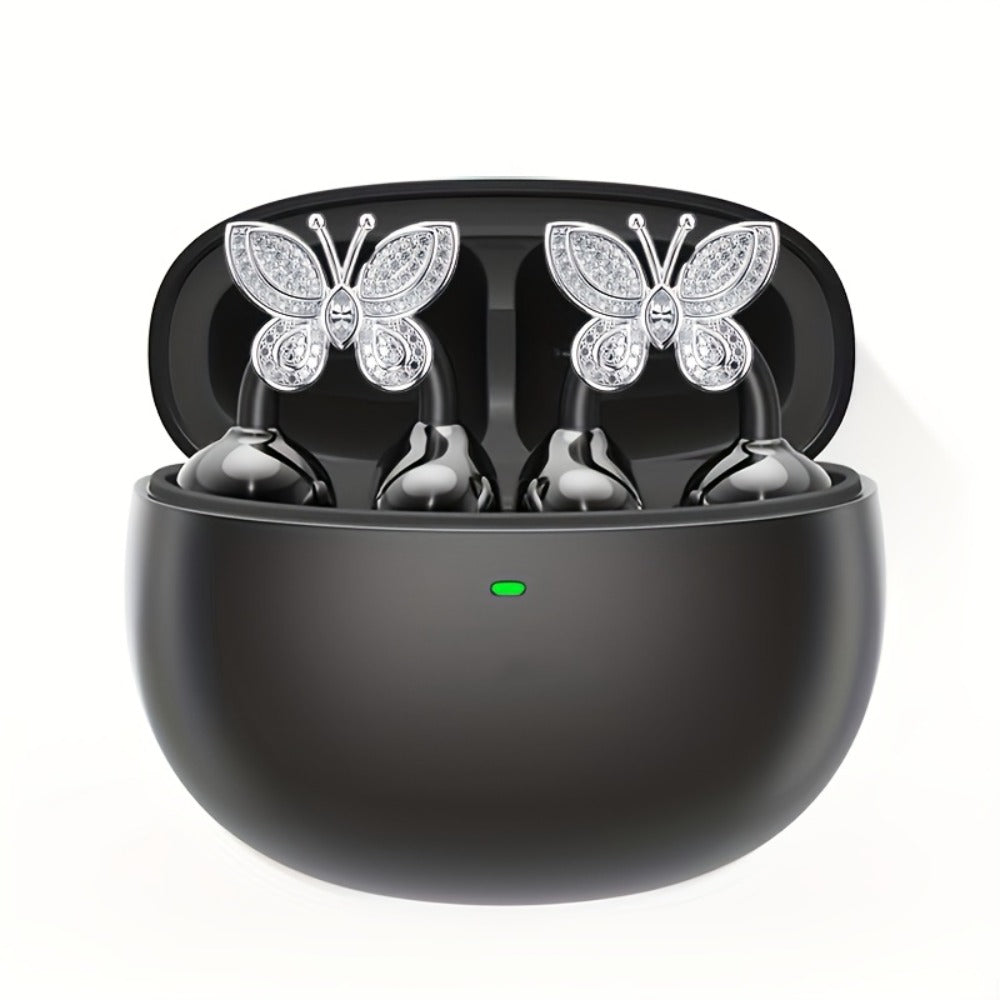 Clip On Wireless Earbuds Open Ear Bluetooth Headphones with Detachable Gemstone Earrings ANC for an Everyday Personal Care Routine