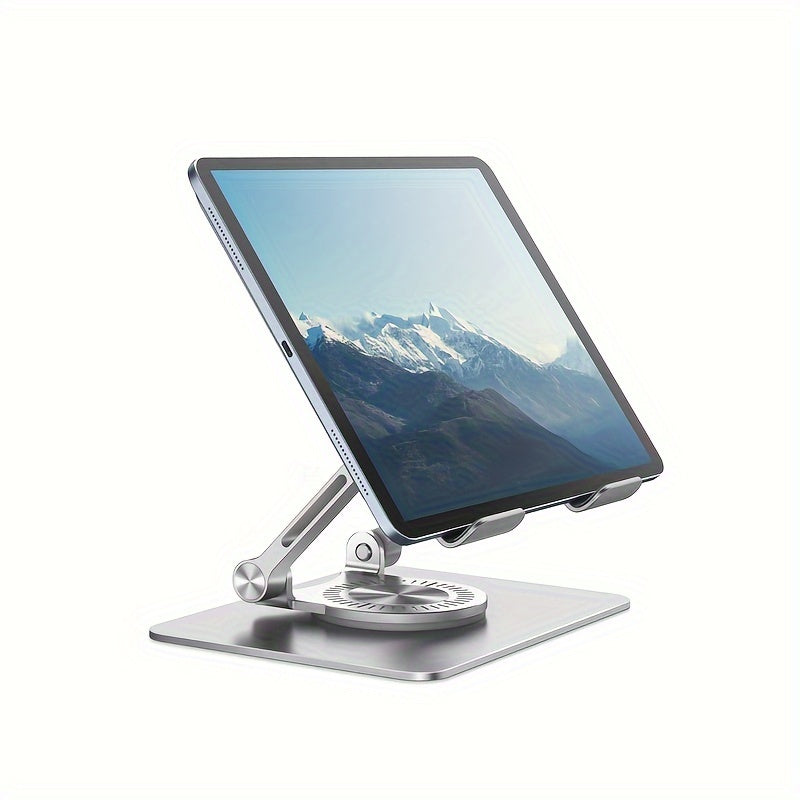 ST02 Rotating Tablet Stand in Silver, Black or Blue with Folding Aluminum Desktop Base and Adjustable Viewing Angle