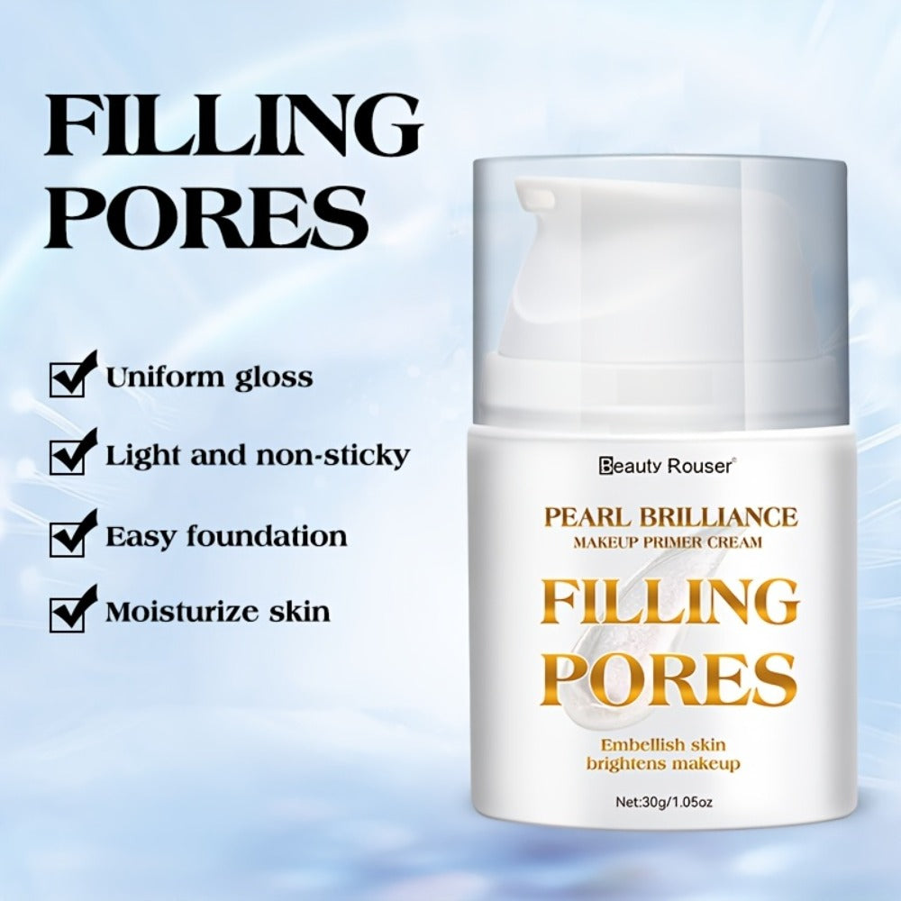 Pore Filling Makeup Primer Cream 30g, Oil Control Vitamin E Non-Greasy Formula for Flawless Smooth Skin Finish All Skin Types