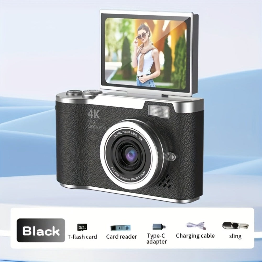 4K HD Digital Camera 2.4-Inch Flip Screen for Beginners Vlogging Photography Video Recording for an Everyday Personal Care Routine