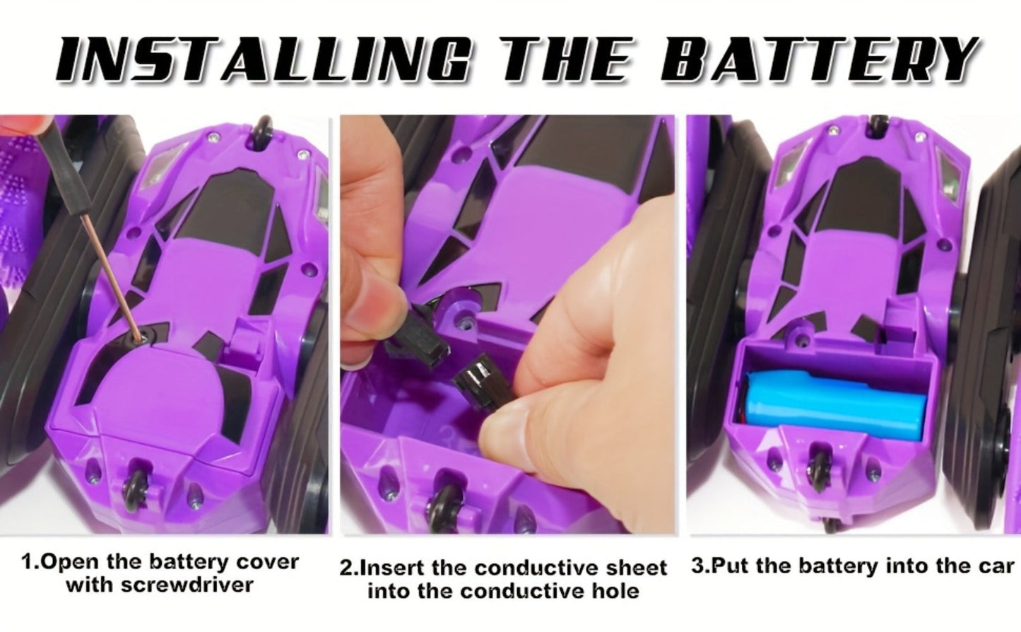 Remote Control Car, Double-Sided 360-Degree Flip Stunt Model with LEDs, 2.4GHz Control and 1400mAh Battery