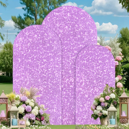Sequins Wedding Arch Cover Set of 3 Sizes 4ft 5ft 6ft Metallic Spandex Arch Backdrop Cover Payette Glitter Arch Stand Cover for Wedding