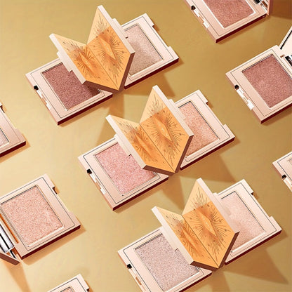 Shimmer Eyeshadow Palette 5 Shades Glowing Waterproof Creamy Blendable Formula with Built-in, for Makeup, Travel and Everyday Vanity Use