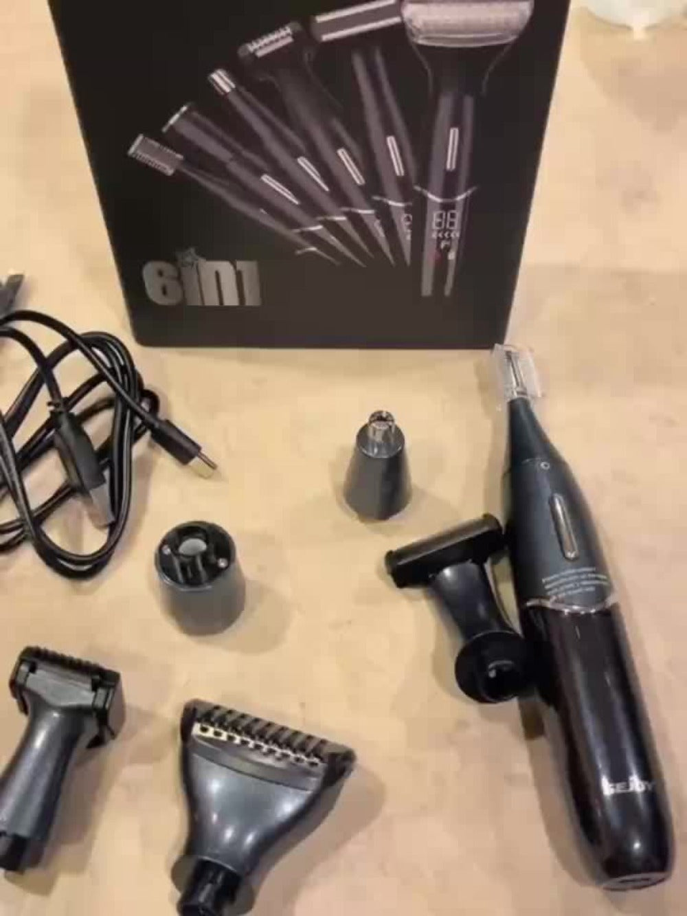 Six in One Bikini Trimmer and Electric Razor for Women and Men, Wet Dry Grooming Set in Purple