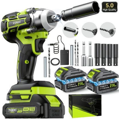 Cordless Impact Wrench Brushless Motor 3-in-1 High Torque, Rechargeable Battery, Design, Variable Speed