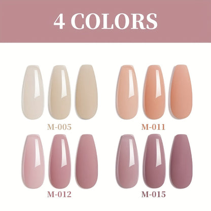 Gel Nail Polish 4-Piece Icy Nude Jelly Set in Frame Bottles with Shades 05, 11, 12 and 15 for Manicures