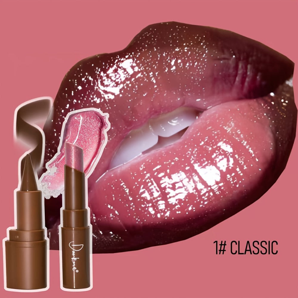 Metallic Lipstick & Lip Liner Pen Set for Women, 3D Full Lip Shape High-Shine Glossy Finish, Smudge-Proof All-Day Wear