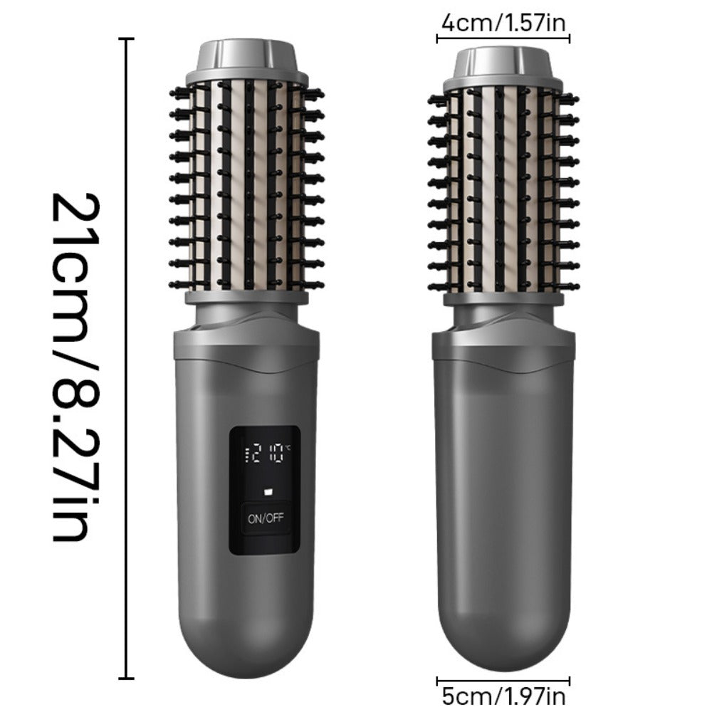 Cordless Hair Curler Brush 2-in-1 Straightener – Rechargeable Wireless Auto Curling Iron, for Home, Travel and Salon Hair Styling
