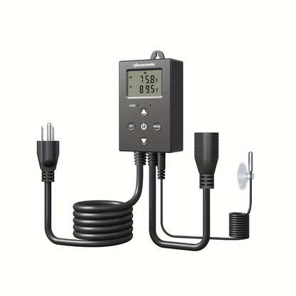 Digital Temperature Controller Thermostat Outlet Heating Cooling Mode 14°F-140°F LCD Display Buzzer for Garden, Patio and Yard Use