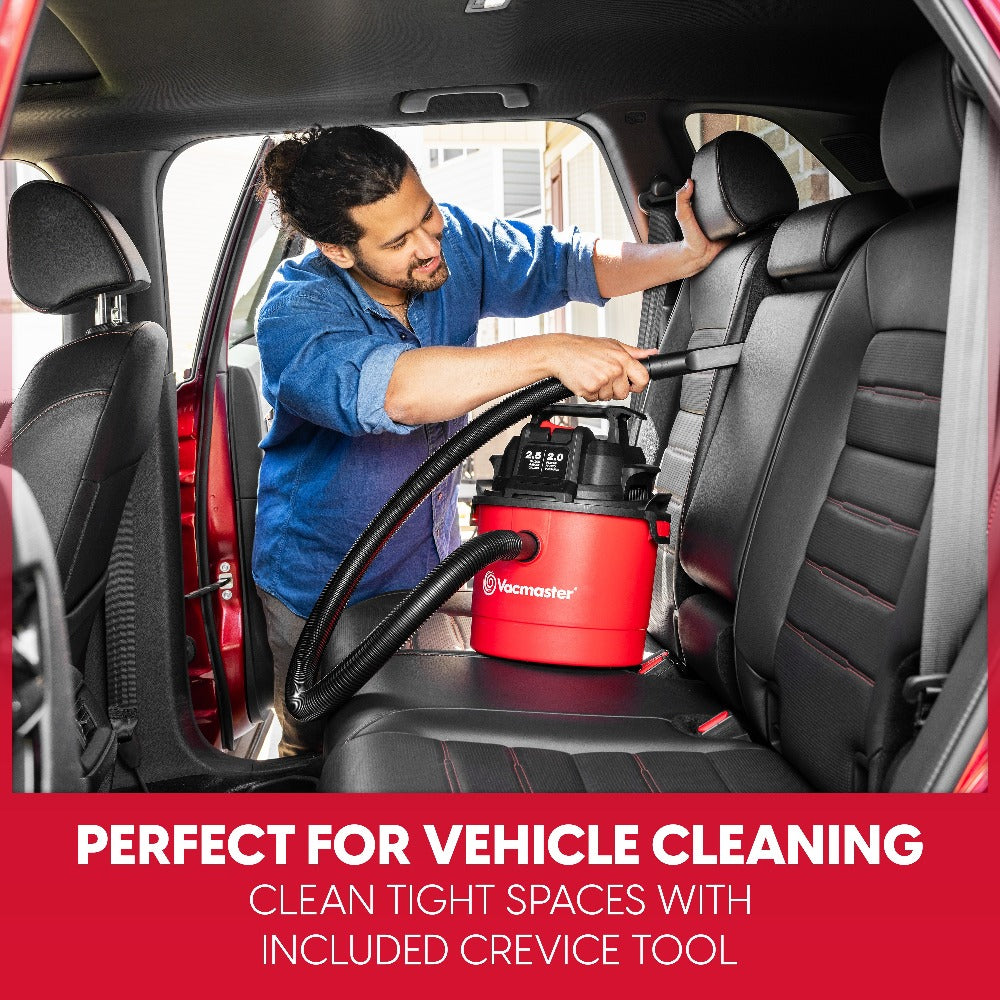 Wet Dry Vacuum Cleaner 2.5 Gallon Shop Vac, Vacmaster 2 Peak HP with Blower Function, Wall Mount & On-Board Storage for Garage