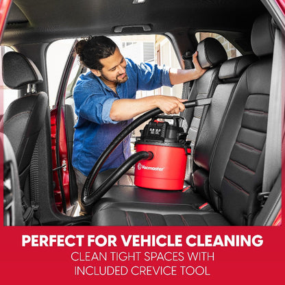Wet Dry Vacuum Cleaner 2.5 Gallon Shop Vac, Vacmaster 2 Peak HP with Blower Function, Wall Mount & On-Board Storage for Garage