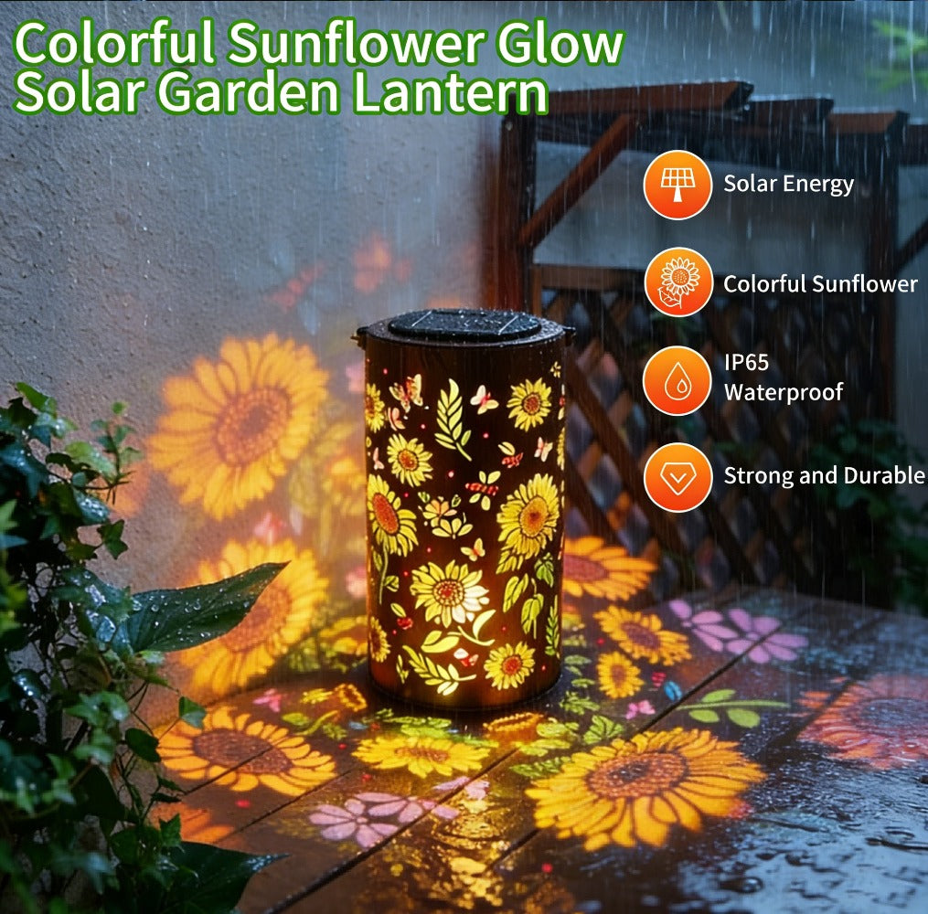 Solar Sunflower Lantern, Painted Butterfly Iron Garden Light, Outdoor Spotlight Lawn Ambient Decor