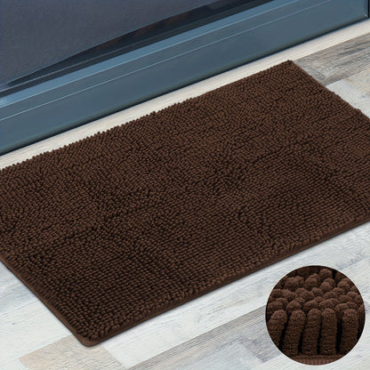 Chenille Doormat Absorbent Non-Slip Washable Indoor Outdoor Mat – Soft Shaggy Entryway Rug for Muddy Paws