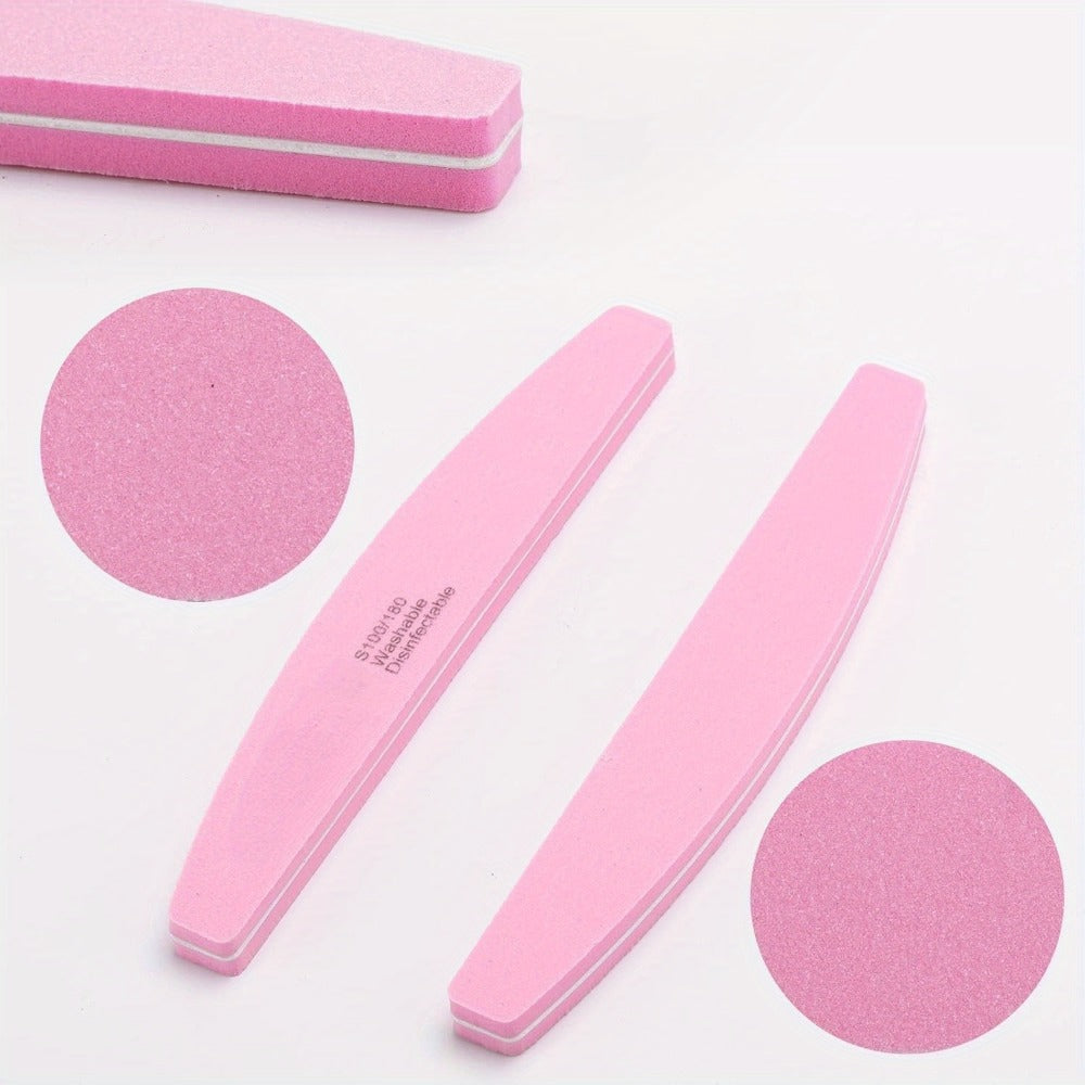 Nail Files and Buffers Professional 100 180 Grit Double-Sided Sanding Boards Reusable Polishing Blocks for Manicure Pedicure Salon Home Use