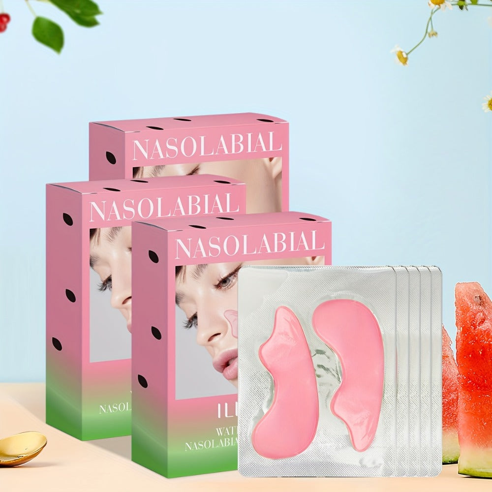 Nasolabial Fold Patches with Watermelon Collagen & Niacinamide, Caffeine Smile Lines Face Patches for Deep &