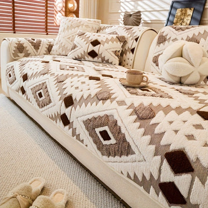Sofa Cover, Thick Plush Couch Pad with Backing Detail in Three Colors and Seven Seat or Arm Sizes