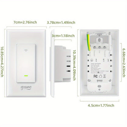 White Single-Pole and 3-Way WiFi Wall Switch in One-, Two- or Four-Piece Packs with App, Voice and Timer Control