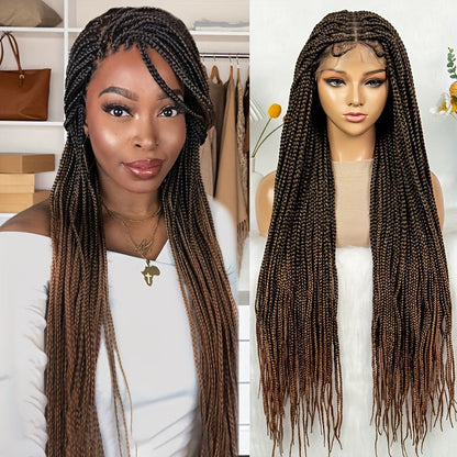 Long Box-Braid Wig with Full Lace Cap in 26- or 38-Inch Lengths and Four Lettered Color Options