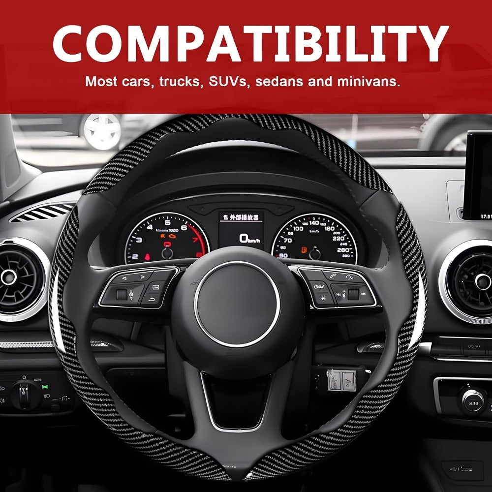 Steering Wheel Cover Carbon Fiber 3Pcs – Anti-Slip Scratch-Resistant Protector for Toyota RAV4, Camry, Corolla, Highlander, Tacoma, Tundra