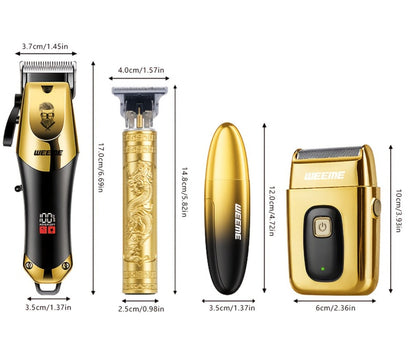 Beard Trimmer Set for Men - USB Rechargeable Hair Clipper & Grooming Kit with Battery Indicator, Comb Attachments