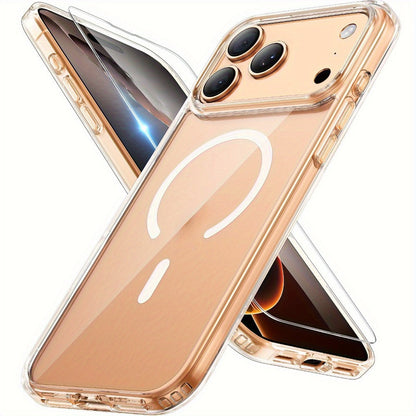 Phone Case Clear TPU and PC Three-Piece Bundle with Screen and Camera Lens Protectors for Select iPhone Models