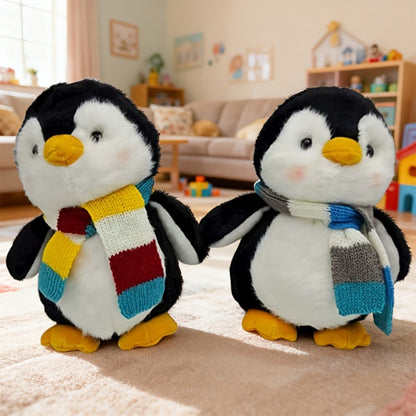 Stuffed Animal Scarf Penguin with Blue or Yellow Accessory Option and One-Piece Configuration