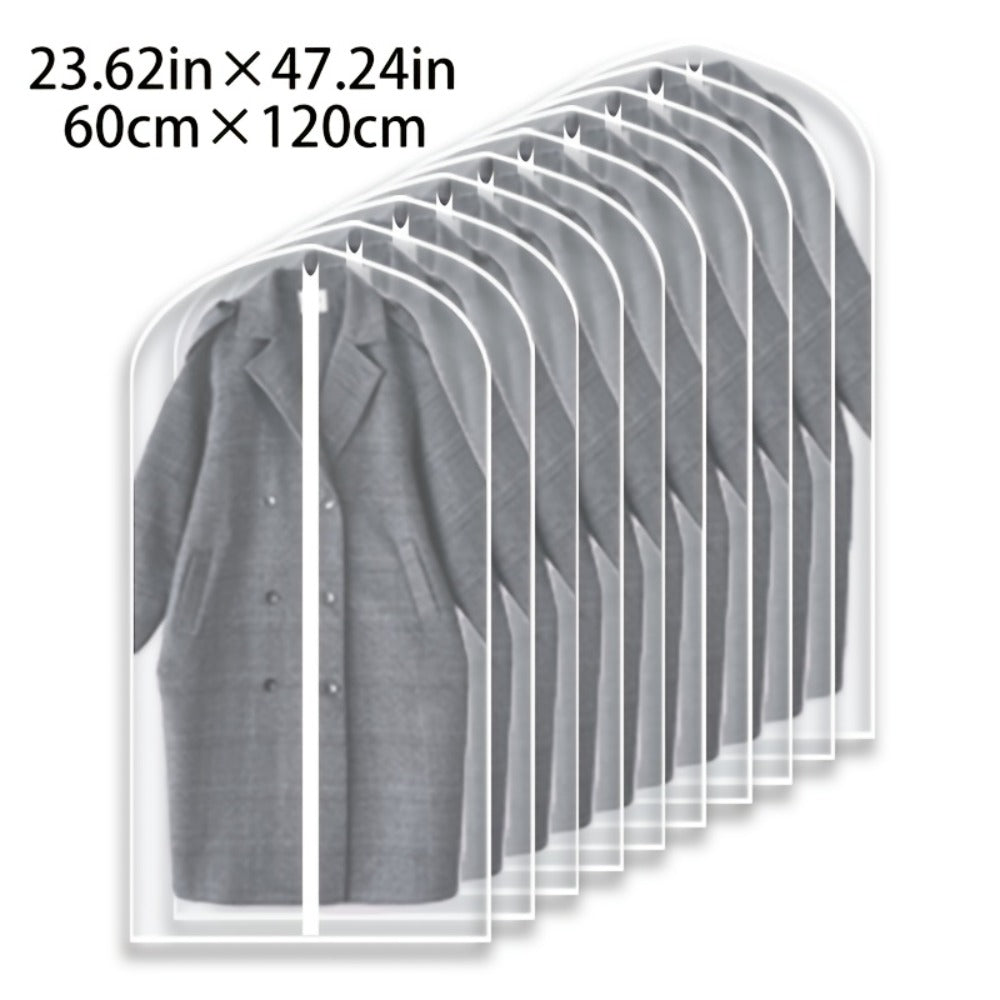 Garment Bags 10 Pack Waterproof Transparent – Hanging Clothes Storage Bags with Full Zipper for Wardrobe, Travel & Closet Organization