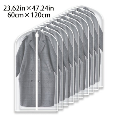 Garment Bags 10 Pack Waterproof Transparent – Hanging Clothes Storage Bags with Full Zipper for Wardrobe, Travel & Closet Organization